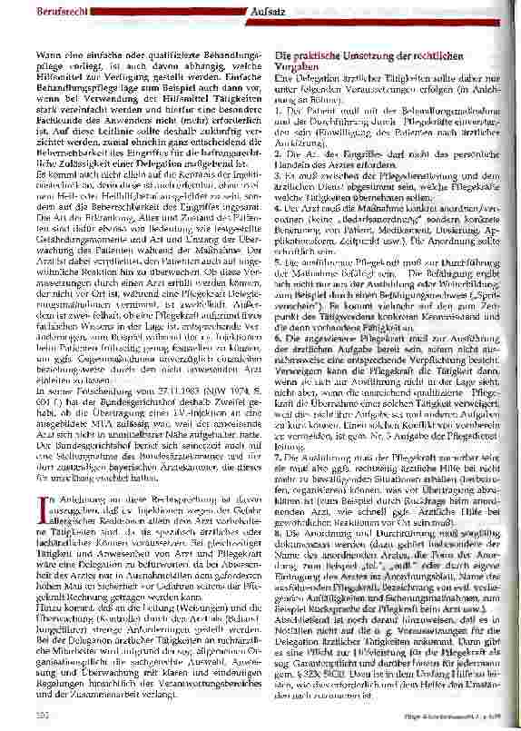 Vorschauseite 3: Die Delegation ärztlicher Tätigkeiten an Krankenpflegekräfte