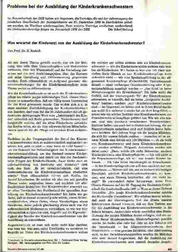 Vorschauseite 1: Was erwartet der Kinderarzt von der Ausbildung der Kinderkrankenschwester