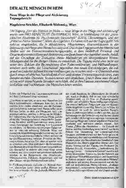 Vorschauseite 1: Der alte Mensch im Heim Neue Wege in der Pflege und Aktivierung