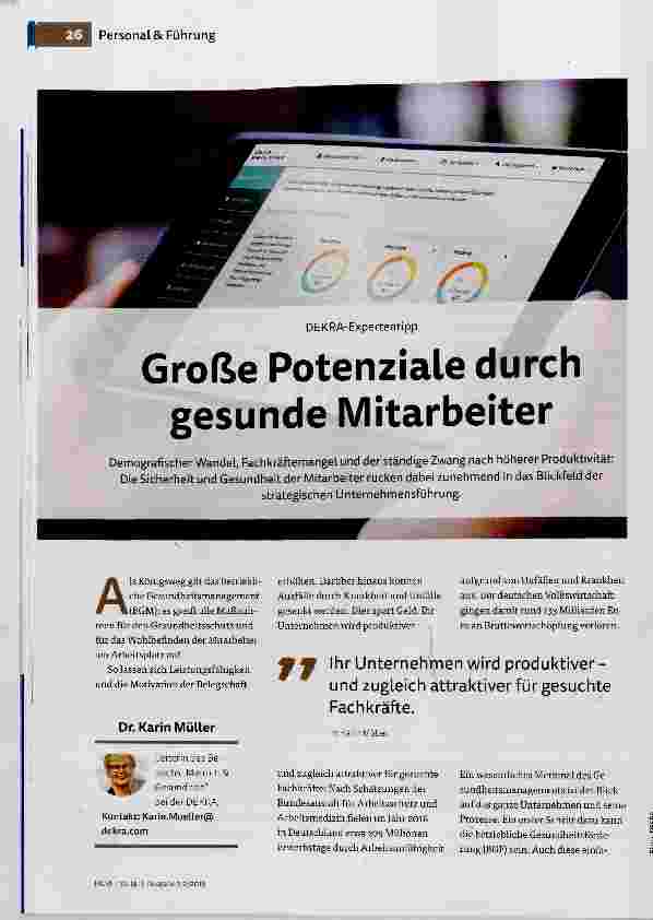 Vorschauseite 1: Große Potenziale durch gesunde Mitarbeiter