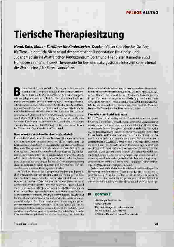Vorschauseite 1: Tierische Therapiesitzung