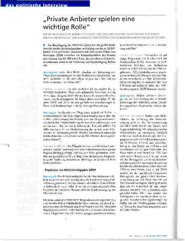 Vorschauseite 1: Private Anbieter spielen eine wichtige Rolle