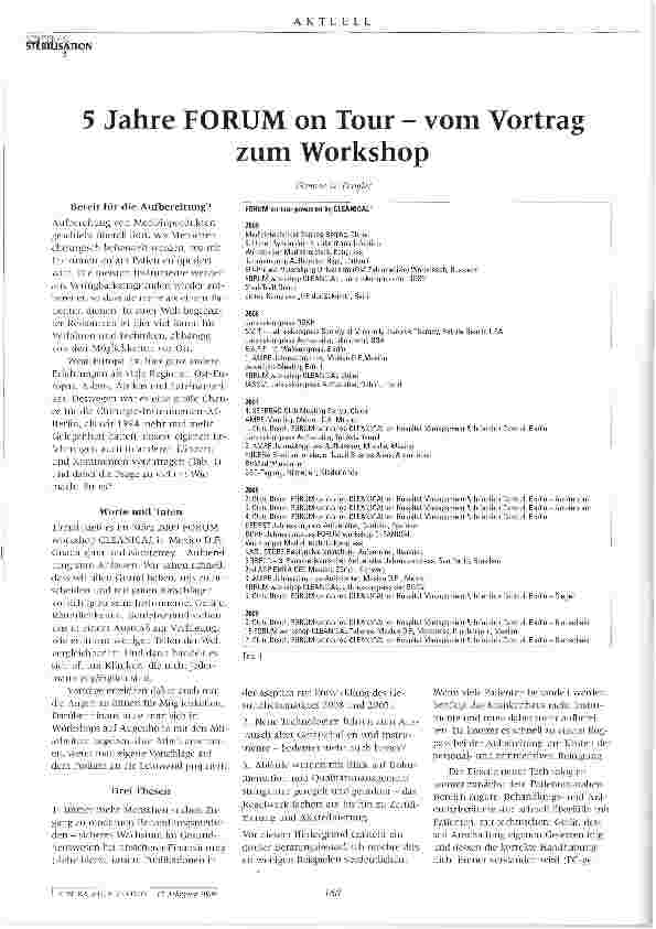 Vorschauseite 1: 5 Jahre FORUM on Tour - vom Vortrag zum Workshop