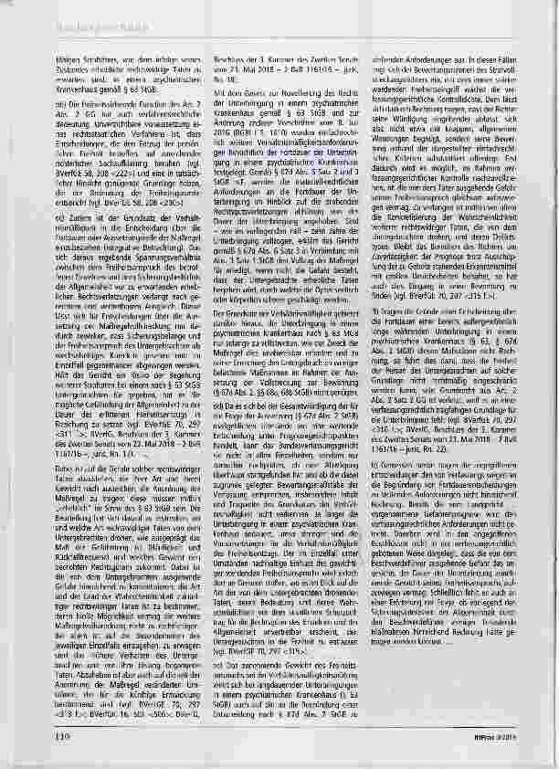 Vorschauseite 2: Zur Anordnung der Fortdauer der Unterbringung