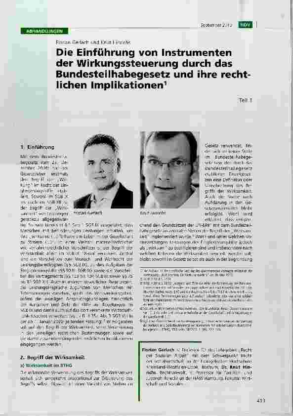 Vorschauseite 1: Die Einführung von Instrumenten der Wirkungssteuerung durch das Bundesteilhabegesetz und ihre rechtlichen Implikationen
