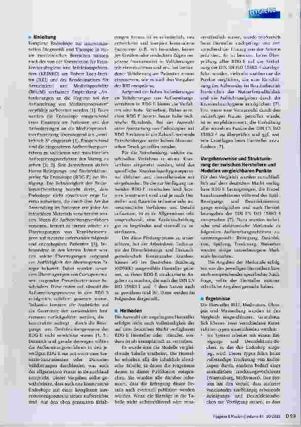 Vorschauseite 2: Technischer Vergleich verschiedener Reinigungsund Desinfektions-Geräte für Endoskope(RDG-E) unter dem Aspekt hygienischer Erfordernisse und nutzerspezifischer Anforderungen