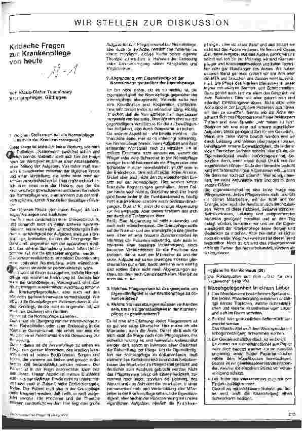 Vorschauseite 1: Kritische Fragen zur Krankenpflege von heute