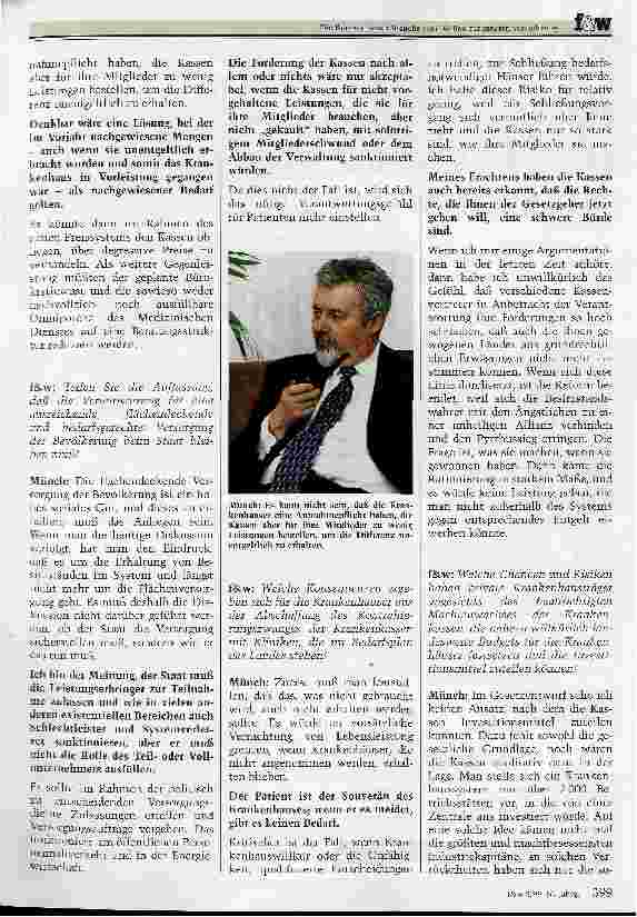 Vorschauseite 2: Die Krankenhäuser brauchen den Willen zur inneren Veränderung Ein Interview über das politisch angestrebte Globalbudget und seine Folgen