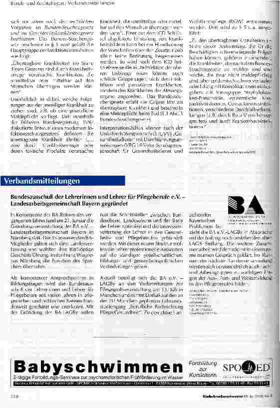 Vorschauseite 2: Zusatzurlaub für Mitarbeiter, die mit der Pflege und Behandlung von Infektionskrankheiten befaßt sind