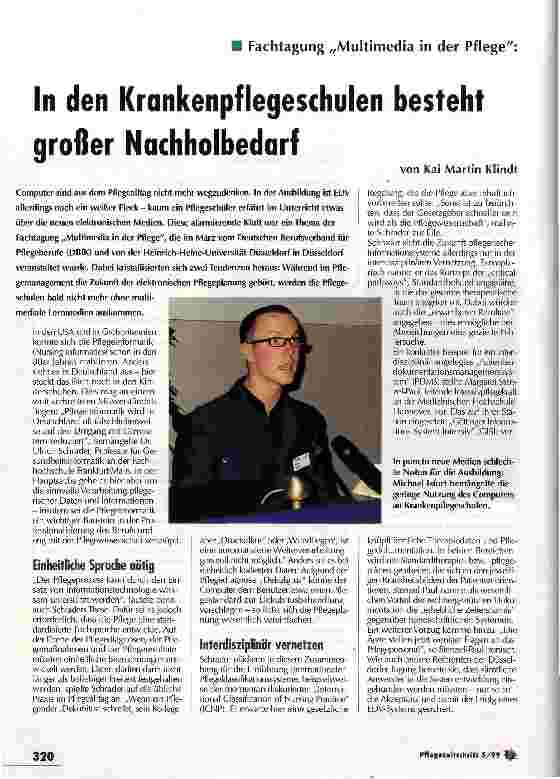 Vorschauseite 1: In den Krankenpflegeschulen besteht großer Nachholbedarf Fachtagung Multimedia in der Pflege