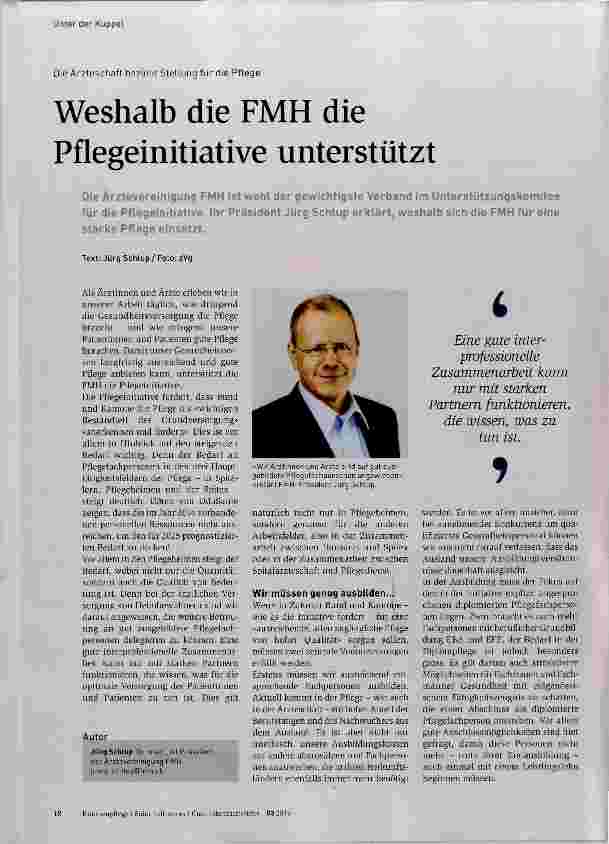 Vorschauseite 1: Weshalb die FMH die Pflegeinitiative unterstützt