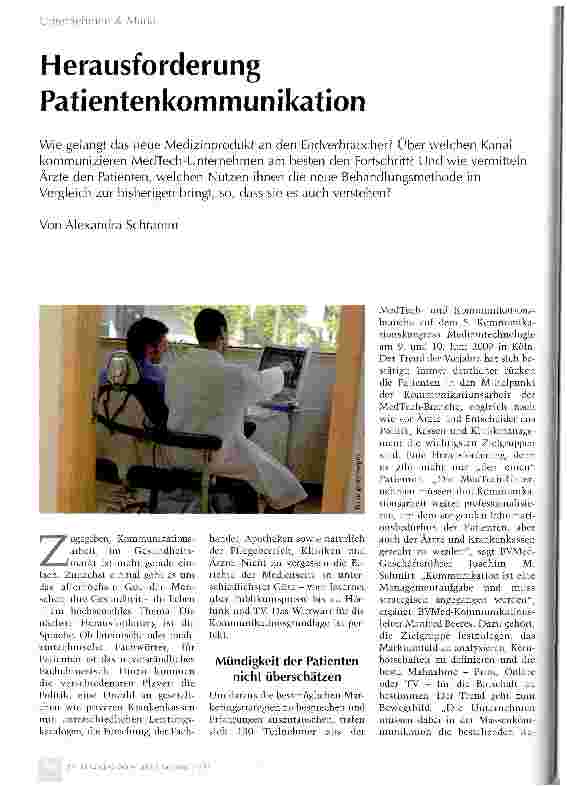 Vorschauseite 1: Herausforderung Patientenkommunikation