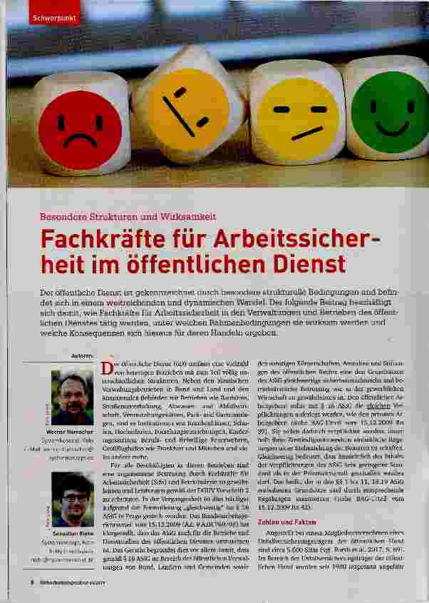 Vorschauseite 1: Fachkräfte für Arbeitssicherheit im öffentlichen Dienst
