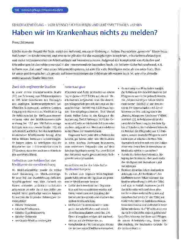 Vorschauseite 1: Haben wir im Krankenhaus nichts zu melden?