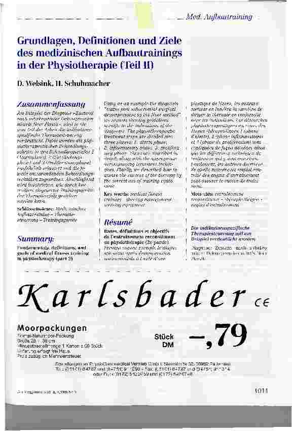 Vorschauseite 1: Grundlagen, Definitionen und Ziele des medizinischen Aufbautrainings in der Physiotherapie (Teil II)