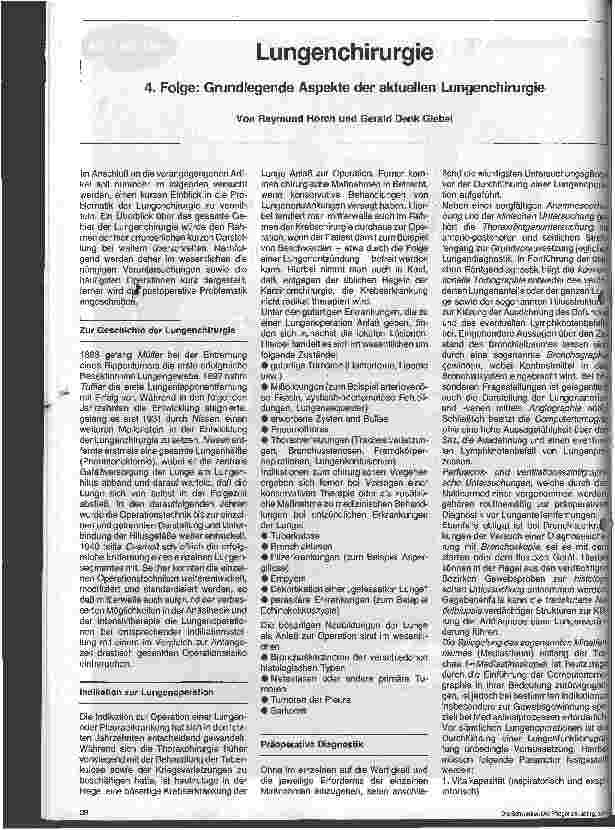 Vorschauseite 1: Lungenchirurgie 4. Folge: Grundlegende Aspekte der akuten Lungenchirurgie