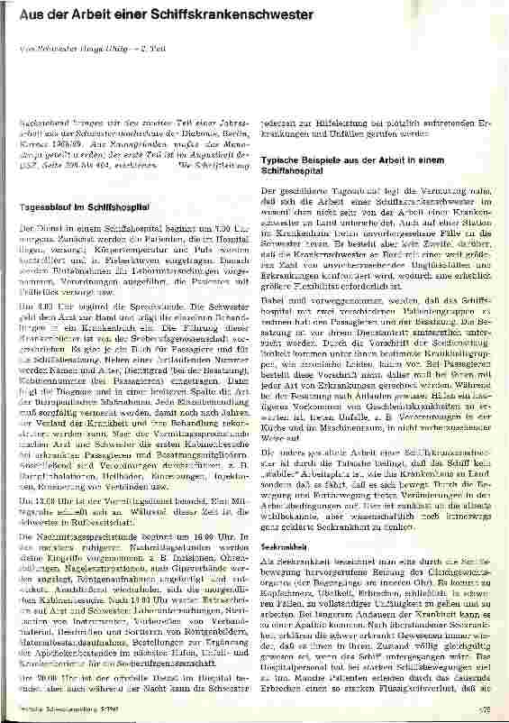 Vorschauseite 1: Aus der Arbeit einer Schiffskrankenschwester 2. Teil