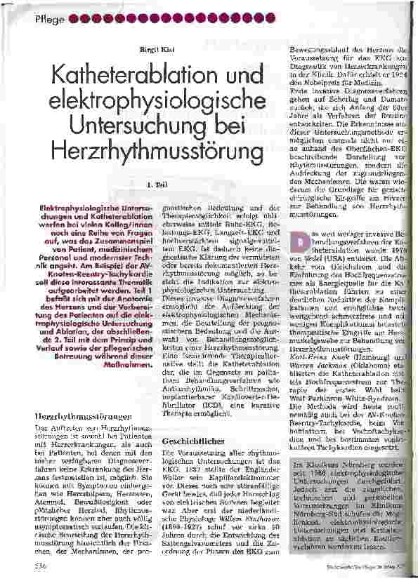 Vorschauseite 1: Katheterablation und elektrophysiologische Untersuchung bei Herzrhytmusstörung