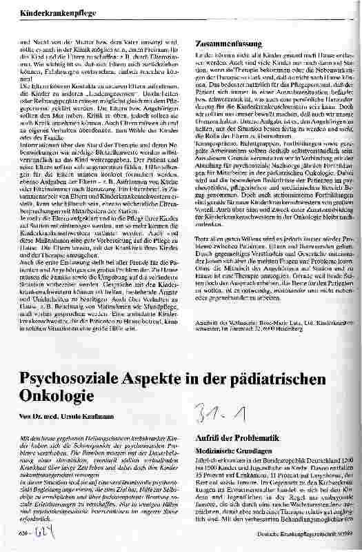 Vorschauseite 2: Die Rolle der Kinderkrankenschwester auf einer onkologischen Station