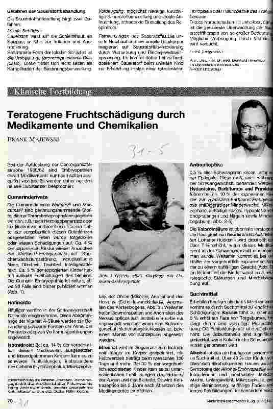 Vorschauseite 1: Teratogene Fruchtschädigung durch Medikamente und Chemikalien
