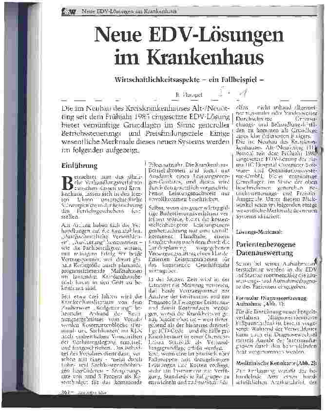 Vorschauseite 1: Neue EDV-Lösungen im Krankenhaus Wirschaftlichkeitsaspekte - ein Fallbeispiel -
