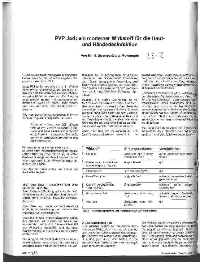 Vorschauseite 1: PVP-Jod: ein moderner Wirkstoff für die Hautund Händedesinfektion
