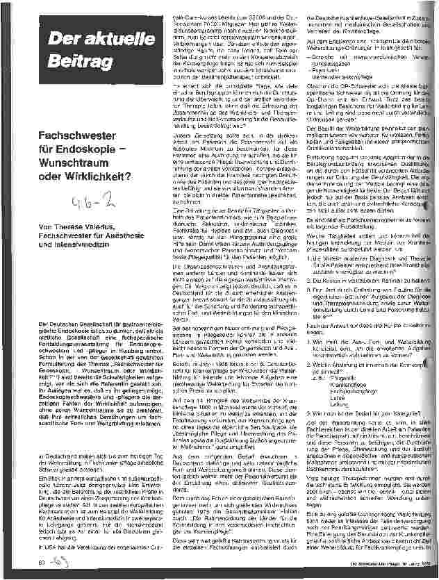 Vorschauseite 1: Fachschwester für Endoskopie - Wunschtraum oder Wirklichkeit?