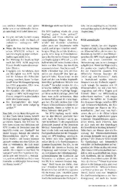 Vorschauseite 2: HPV-lmpfung: Versprechen, Fakten und offene Fragen