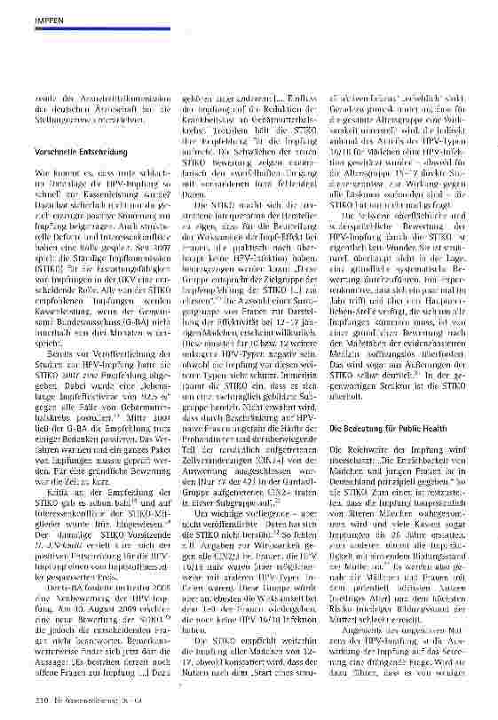 Vorschauseite 3: HPV-lmpfung: Versprechen, Fakten und offene Fragen