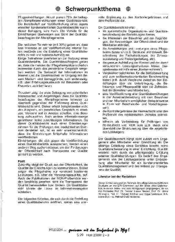 Vorschauseite 4: Die zukünftige Relevanz von Qualitätsberichten in Altenheimen