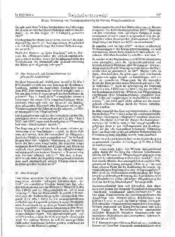 Vorschauseite 3: Versagung von Versorgungsleitung für Witwen Kriegsbeschädigter anlässlich Menschenrechtsverletzungen des Verstorbenen während des Zweiten Weltkrieges ohne Berücksichtigung von Ver…