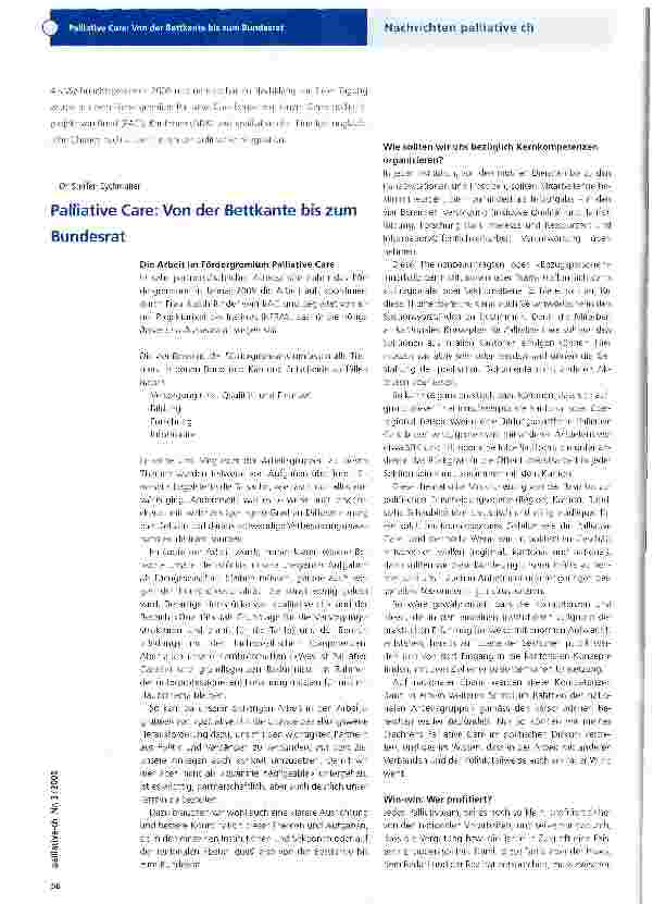 Vorschauseite 1: Palliative Care: Von der Bettkante bis zum Bundesrat