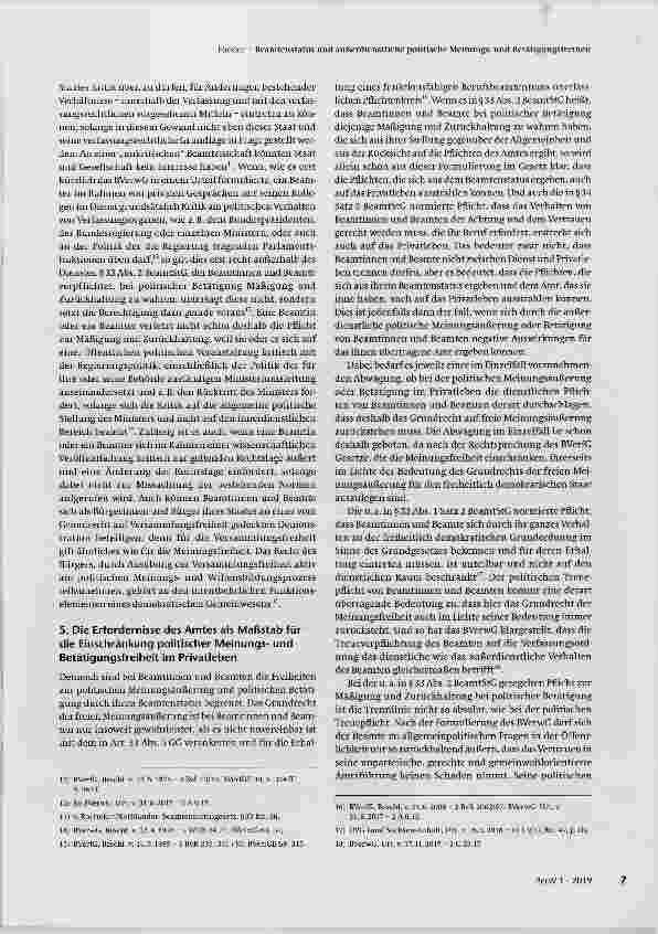 Vorschauseite 4: Beamtenstatus und außerdienstliche politische Meinungsund Betätigungsfreiheit