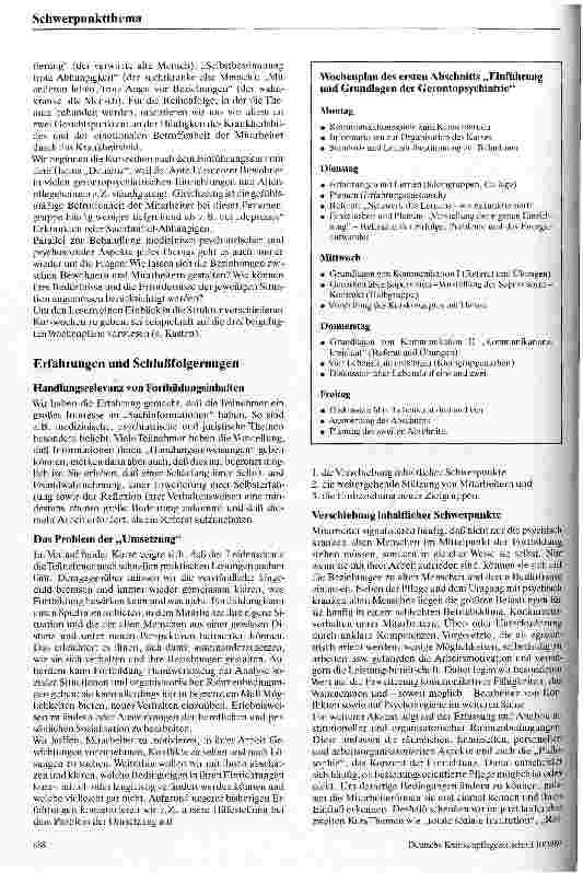 Vorschauseite 3: Gerontopsychiatrische Fortbildung in der Altenpflege Erfahrungen und Rflexionen aus zweieinhalb Jahren Kursarbeit