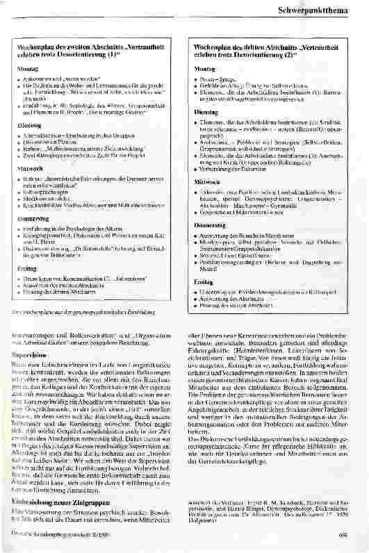 Vorschauseite 4: Gerontopsychiatrische Fortbildung in der Altenpflege Erfahrungen und Rflexionen aus zweieinhalb Jahren Kursarbeit
