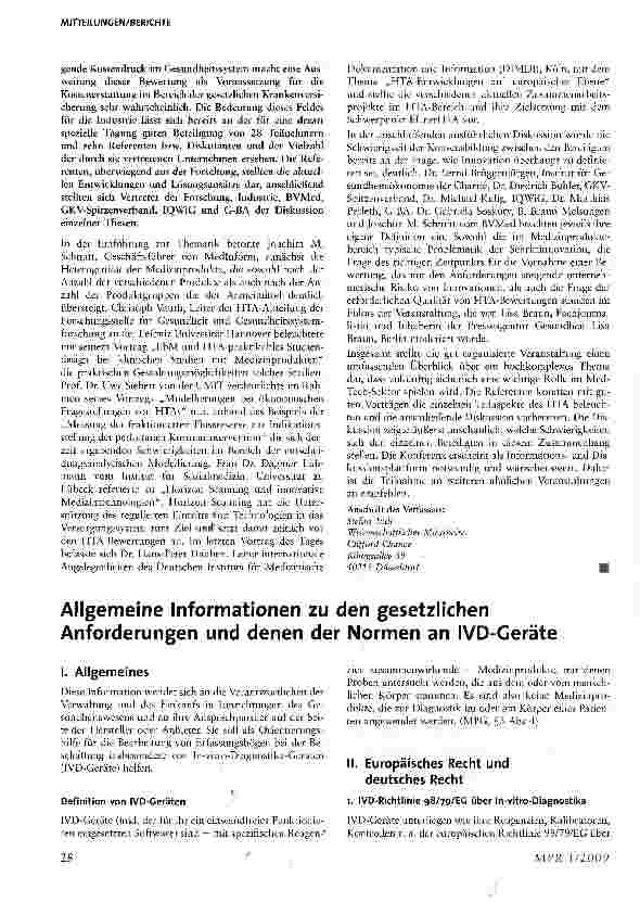Vorschauseite 1: Allgemeine Informationen zu den gesetzlichen Anforderungen und denen der Normen an IVD-Geräte