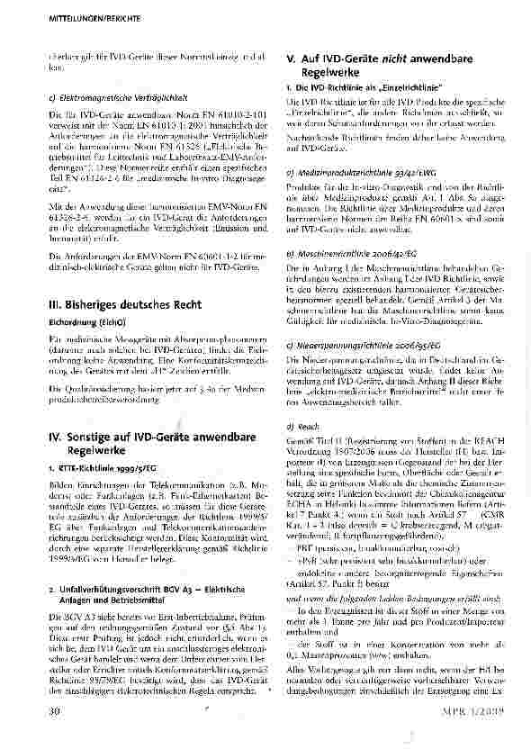 Vorschauseite 3: Allgemeine Informationen zu den gesetzlichen Anforderungen und denen der Normen an IVD-Geräte