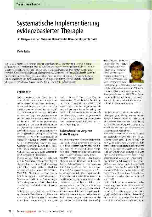 Vorschauseite 1: Systematische Implementierung evidenzbasierter Therapie