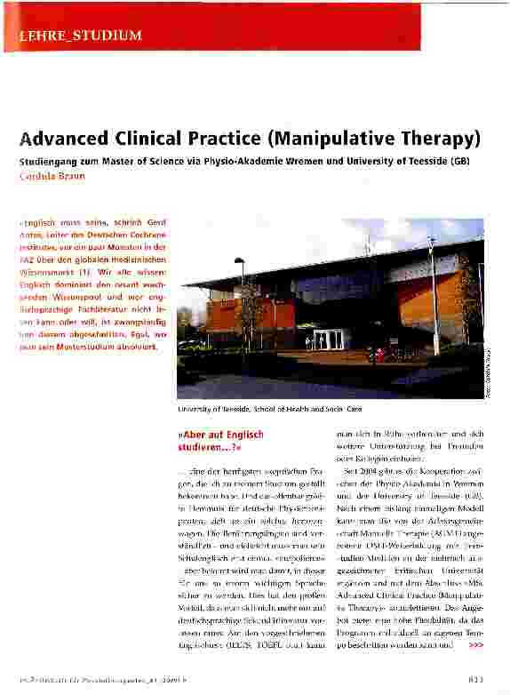 Vorschauseite 1: Advanced Clinical Practice (Manipulative Therapy)