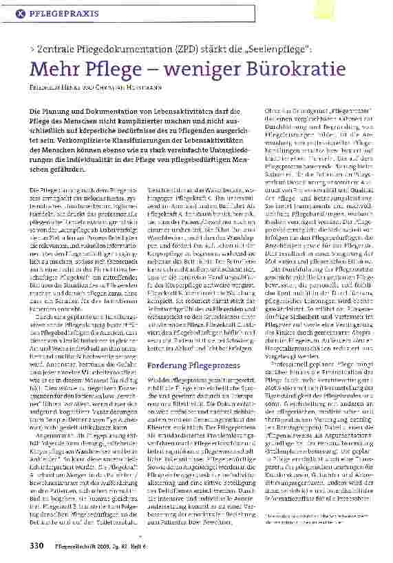 Vorschauseite 1: Mehr Pflege - weniger Bürokratie