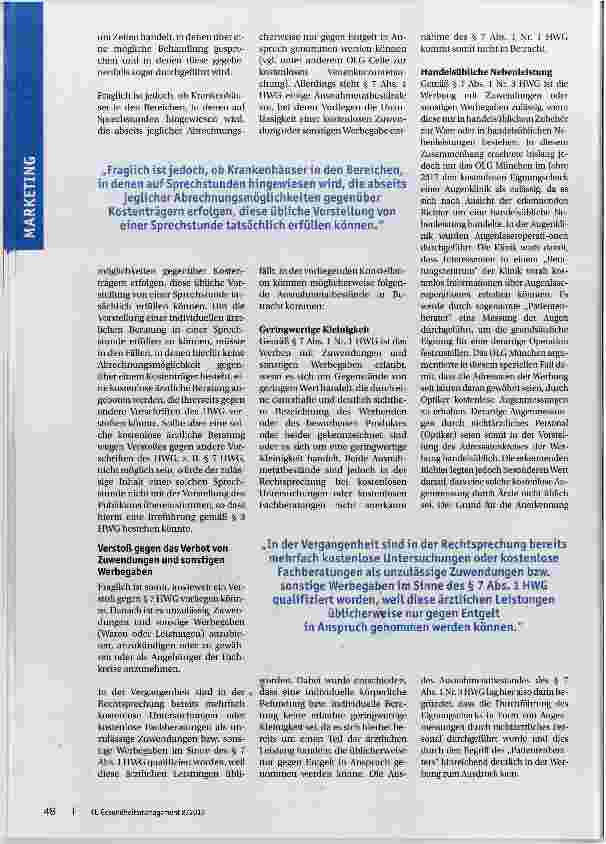 Vorschauseite 2: Können Krankenhäuser auf Sprechstunden hinweisen?