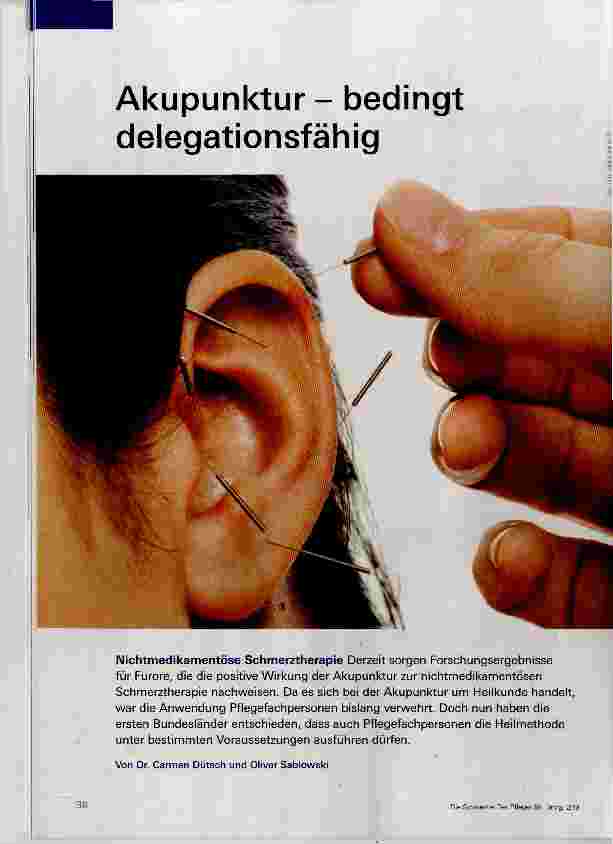 Vorschauseite 1: Akupunktur - bedingt delegationsfähig