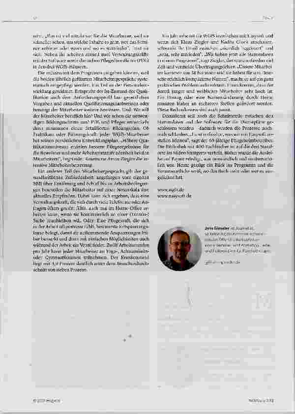 Vorschauseite 2: Personalentwicklung strukturierter und effizienter Pflegeeinrichtung WGfS nutzt seit einem Jahr eine spezielle Software