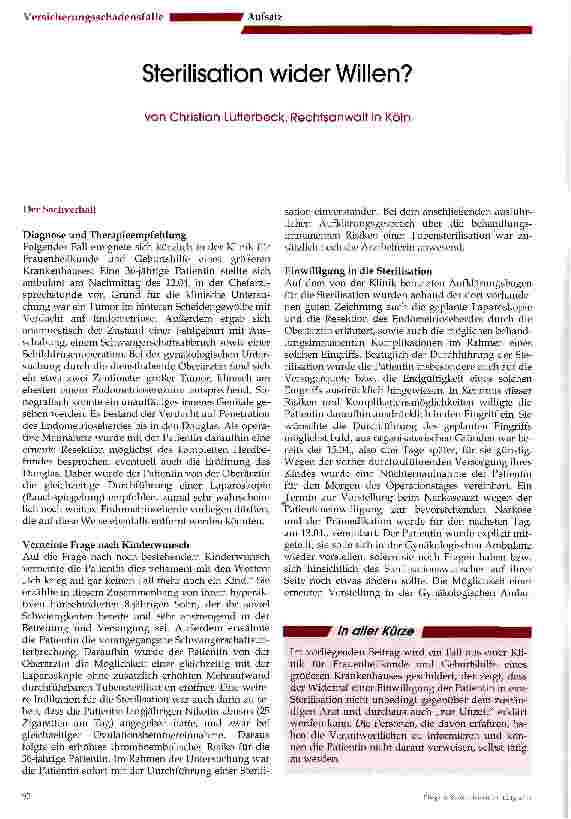 Vorschauseite 1: Sterilisation wider Willen?