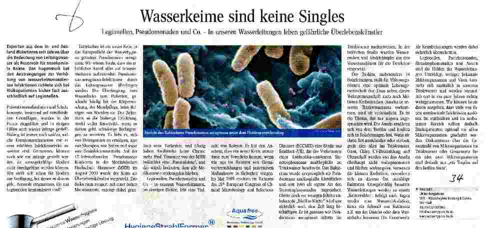 Vorschauseite 1: Wasserkeime sind keine Singles