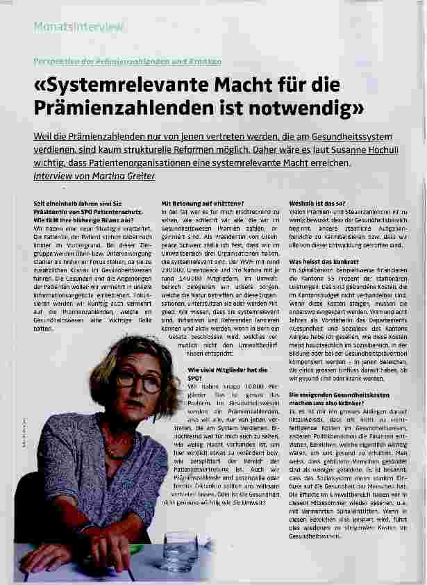 Vorschauseite 1: Systemrelevante Macht für die Prämienzahlenden ist notwendig
