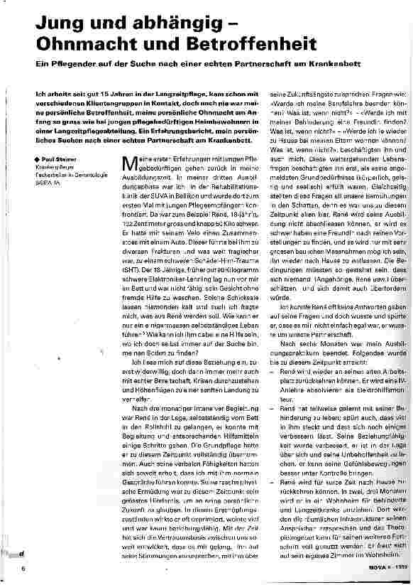 Vorschauseite 1: Jung und abhängig - Ohnmacht und Betroffenheit Ein Pflegender auf der Suche nach einer echten Partnerschaft am Krankenbett