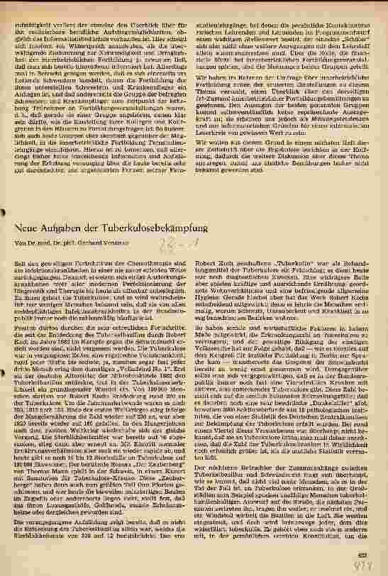 Vorschauseite 1: Neue Aufgaben der Tuberkolosebekämpfung
