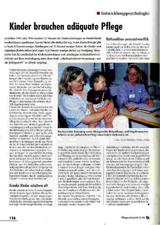 Vorschauseite 1: Entwicklungspsychologie: Kinder brauchen adäquate Pflege