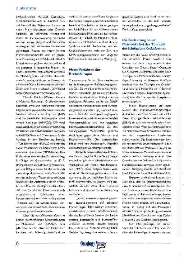 Vorschauseite 2: Höhepunkte des 23. ESMO Kongresses Athen, Griechenland, 6. -10. November 1998